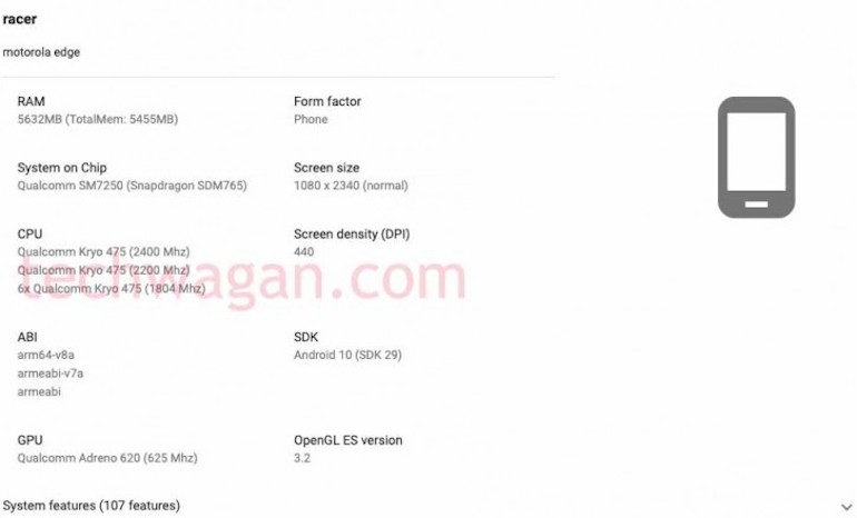 Стали известны технические характеристики Motorola Edge