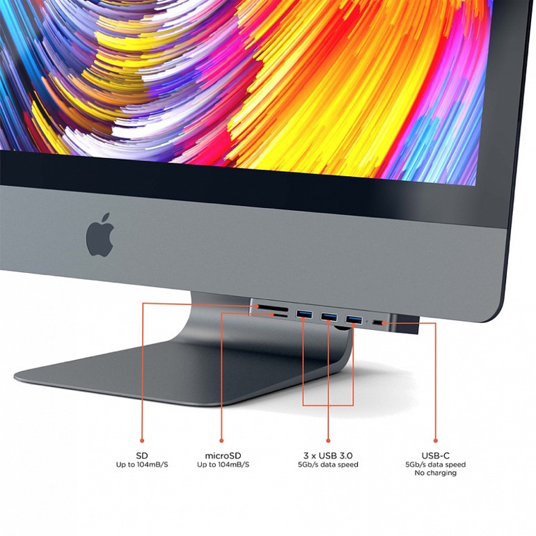 Мульти хаб Satechi Aluminum Type-C Clamp Hub Pro для iMac