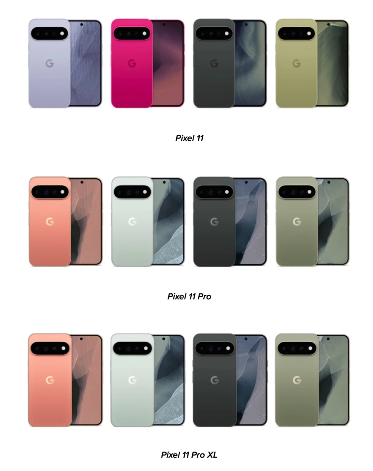 Слили пресс-фото Google Pixel 11, 11 Pro, 11 Pro XL и Pixel Watch 5