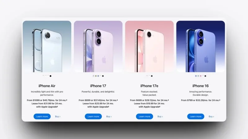 Apple повысила цены на iPhone 16, 17, Air и 17e на $100
