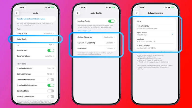 Расход данных Apple Music в режиме Lossless