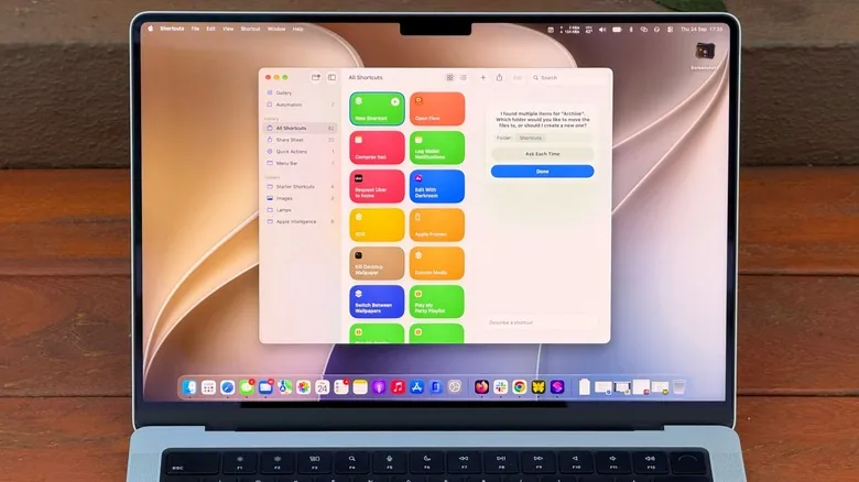 macOS 27 позволяет создавать сценарии Shortcuts по текстовому описанию