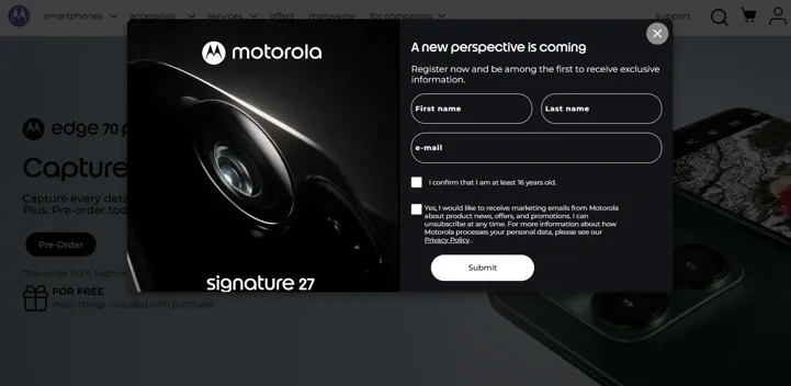 Motorola Signature 27 показали на сайте для Европы