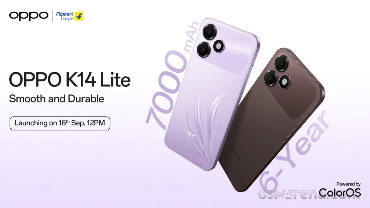 OPPO показала дату анонса смартфона K14 Lite с батареей 7000 мАч