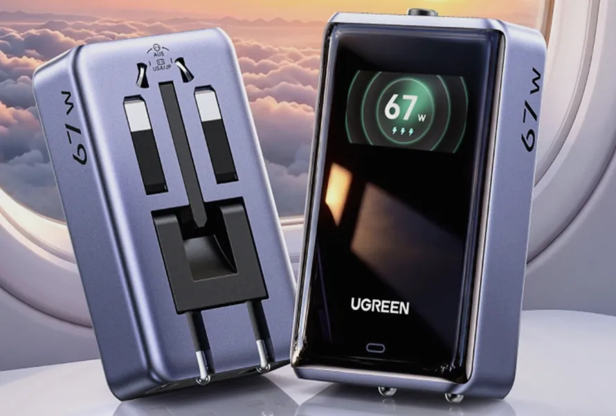 Ugreen выпустила дорожную зарядку мощностью 67 Вт с экраном