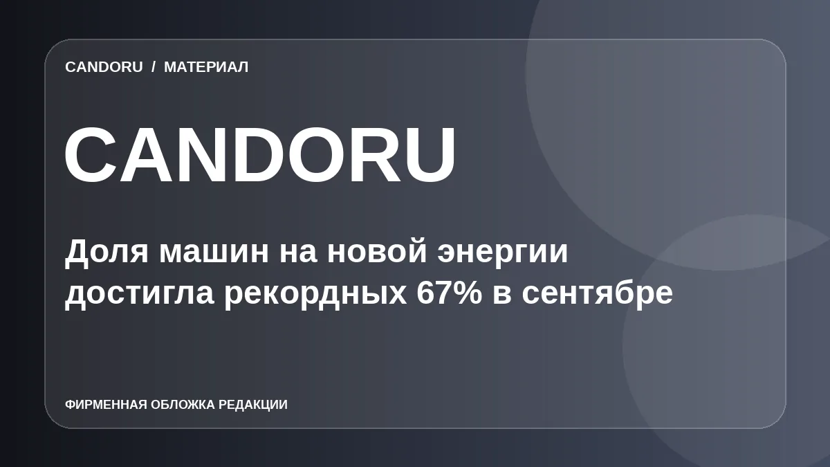 Доля машин на новой энергии достигла рекордных 67% в сентябре
