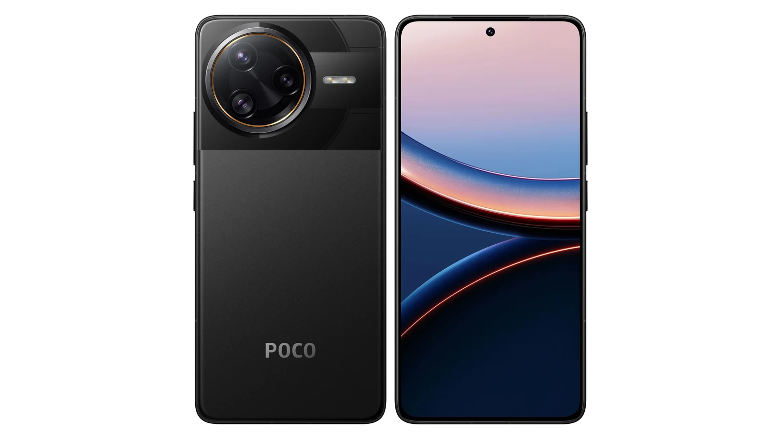 POCO F7 Ultra в чёрном цвете, вид спереди и сзади