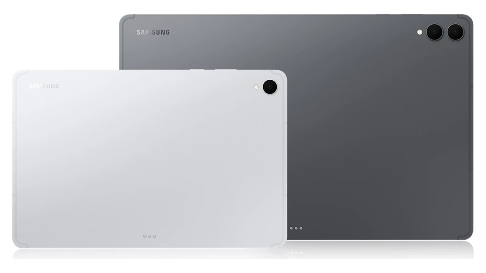 Samsung Galaxy Tab S11 в серебристом и сером цветах, вид сзади
