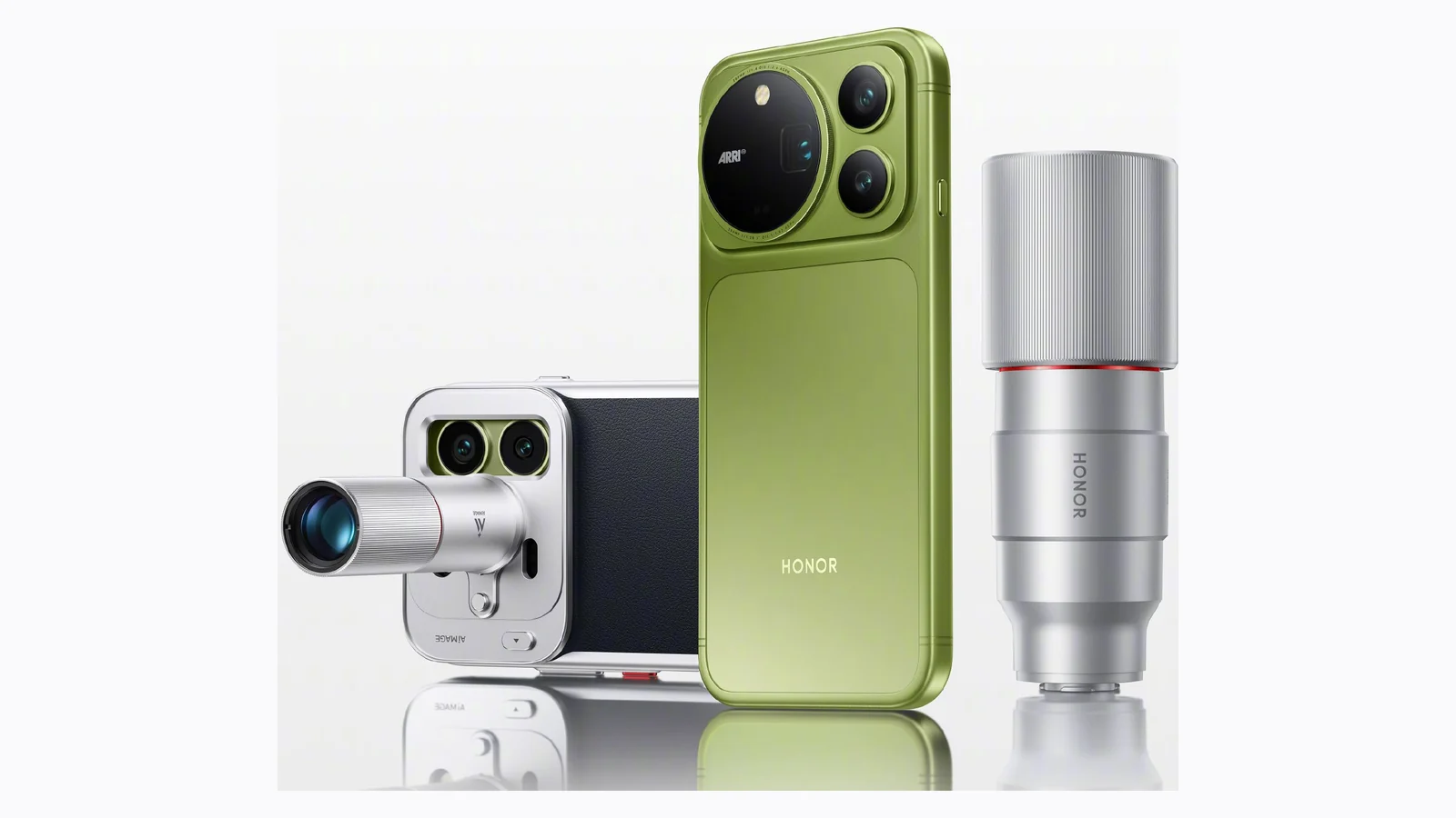 HONOR Magic9 Pro Max в цвете Moss Green с фото-аксессуарами