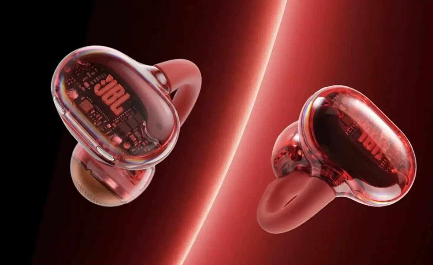 JBL представила открытые наушники Soundgear Clips в цвете Tourmaline Red