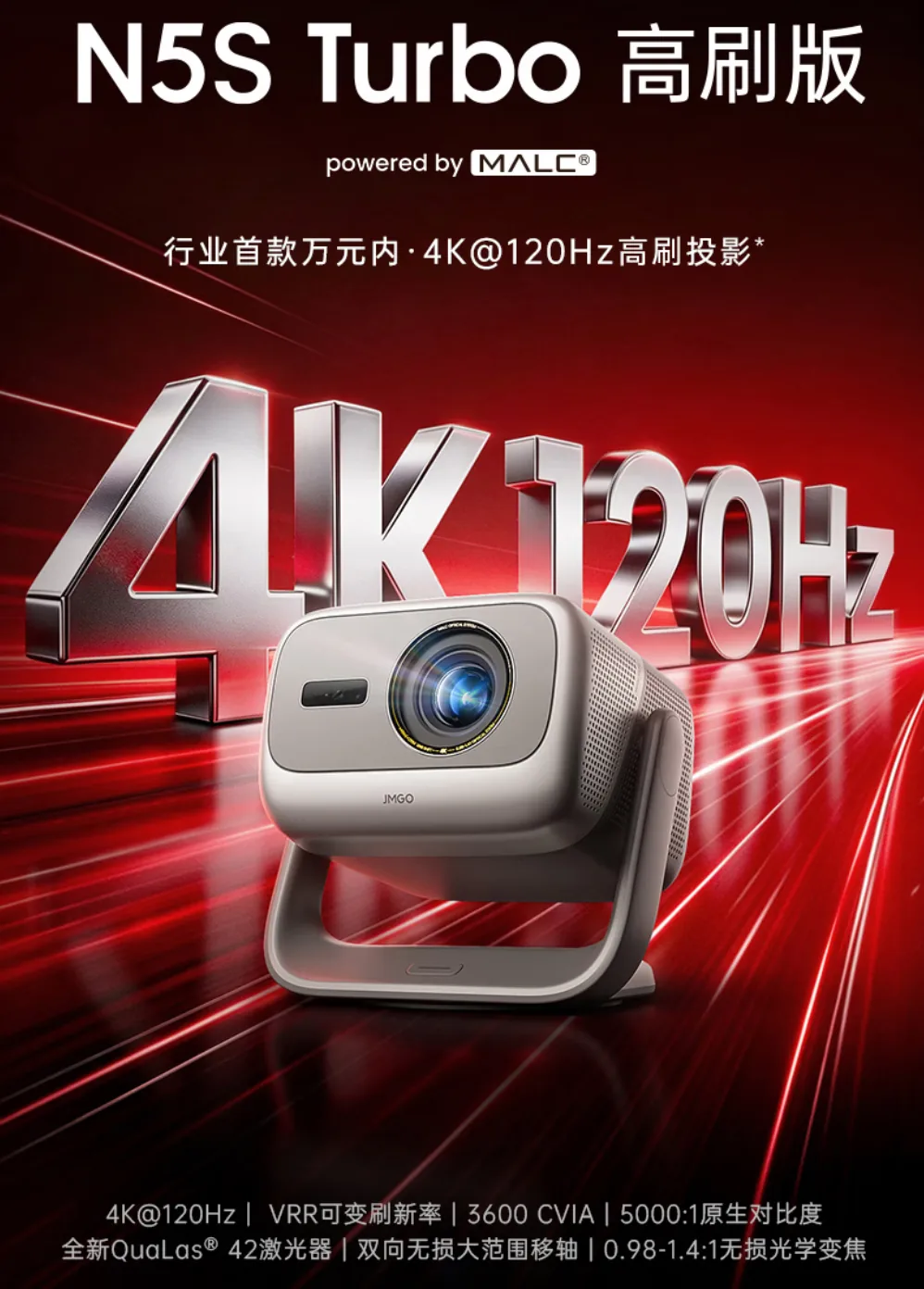 JMGO представила проектор N5S Turbo с поддержкой 4K и 120 Гц