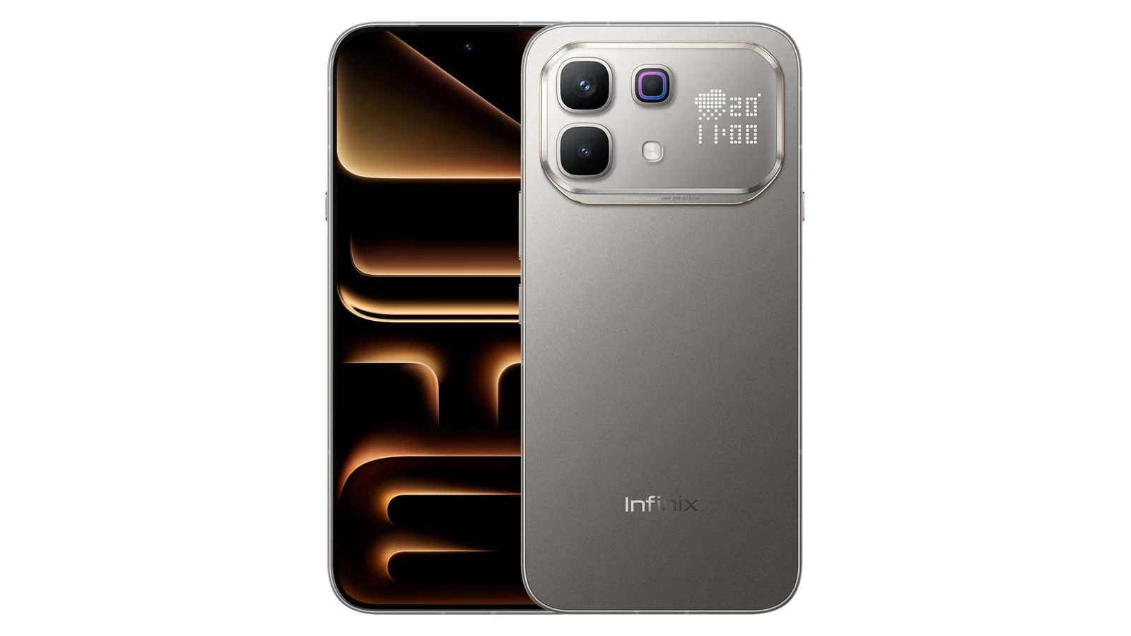 Infinix Note 60 в цвете титан, вид спереди и сзади