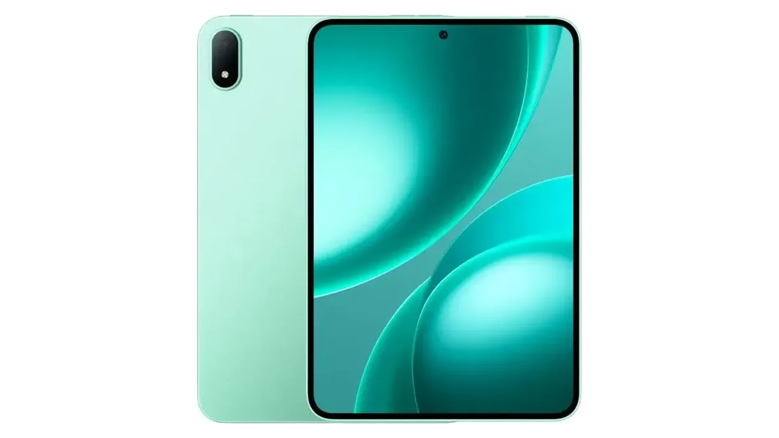 OPPO Pad Mini в мятном цвете, вид спереди и сзади