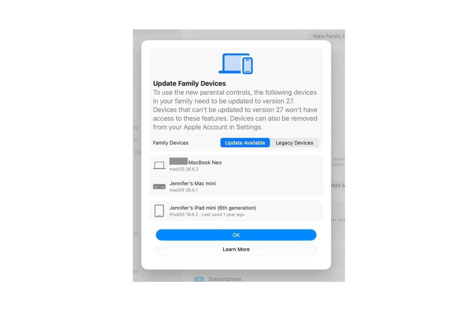 Сложности с обновлением родительского контроля Screen Time от Apple