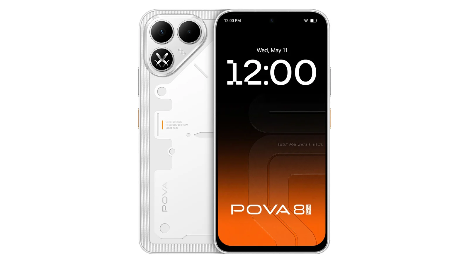 Tecno Pova 8, вид спереди и сзади