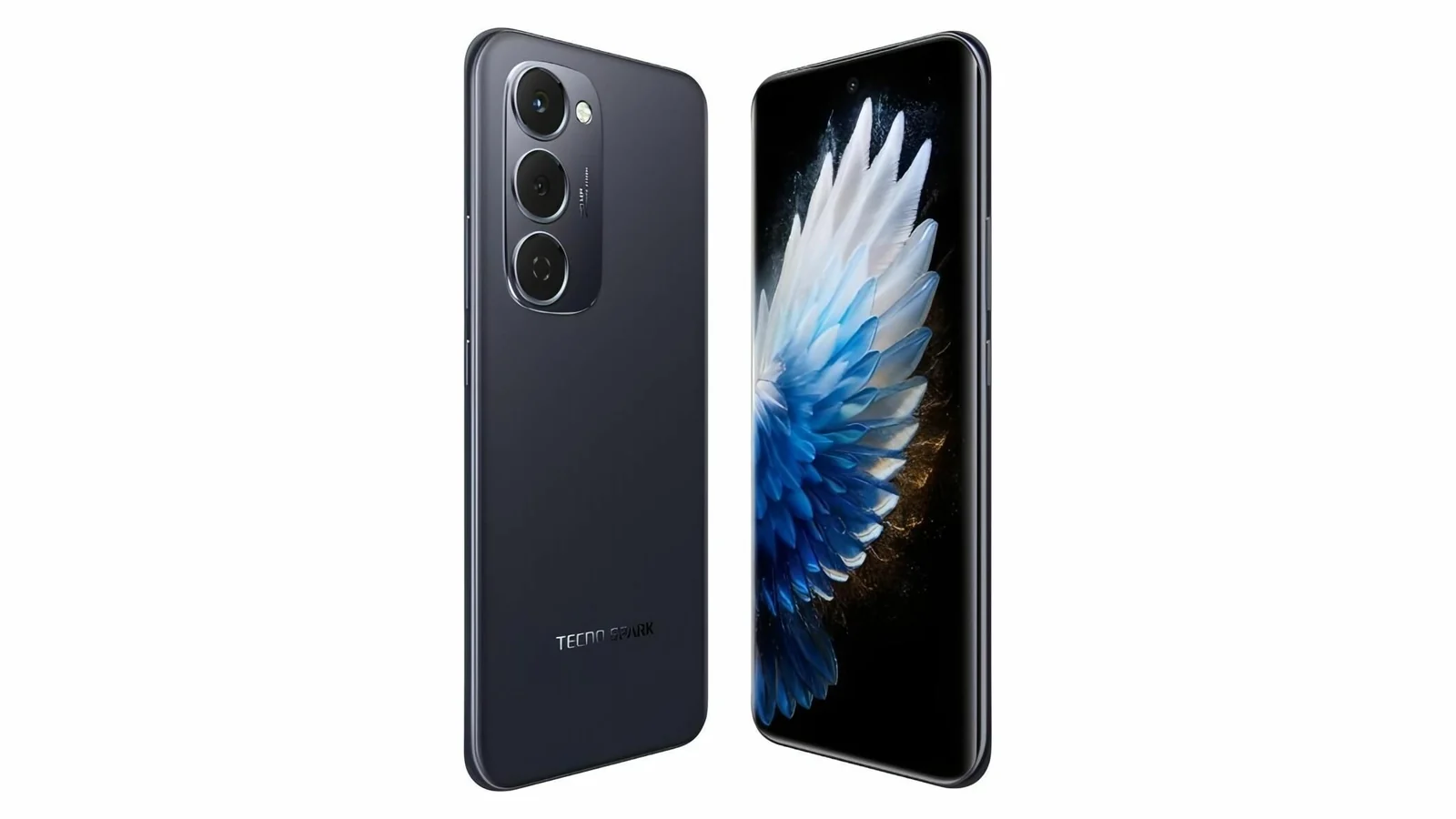 Tecno Spark 40 Pro+ в чёрном цвете, вид спереди и сзади