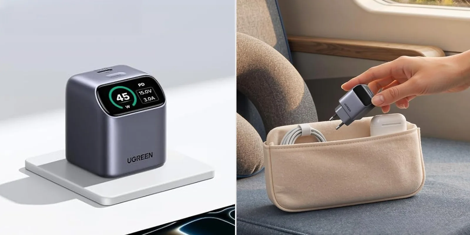 Ugreen Nexode Pro: компактная 45-ваттная зарядка с дисплеем и умным режимом