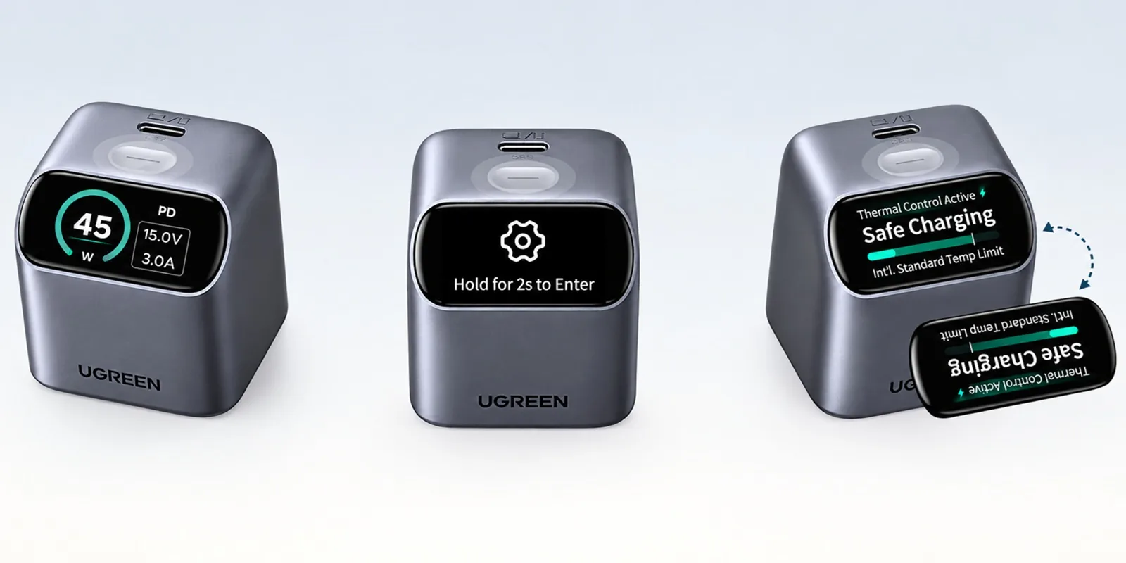 Ugreen Nexode Pro: компактная 45-ваттная зарядка с дисплеем и умным режимом